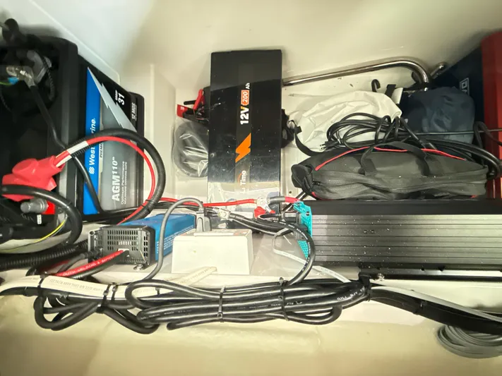  Yacht Photos Pics Electrical components and wiring inside a 2019 Axopar 28 CABIN boat.