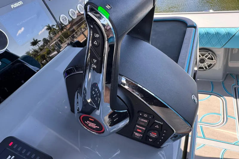  Yacht Photos Pics Control panel of 2026 Costa Custom Boats 264 HC, featuring advanced throttle and navigation controls.