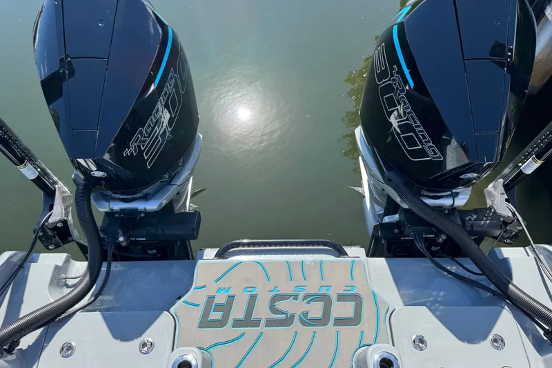  Yacht Photos Pics 2026 Costa Custom Boats 264 HC with dual racing engines on water.