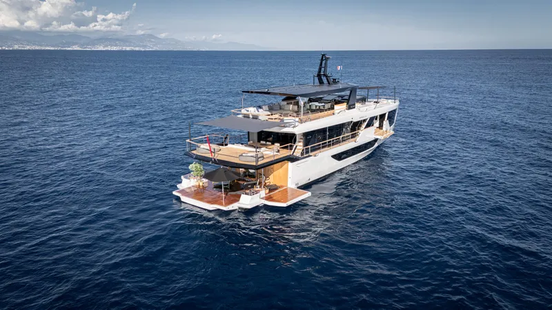 Numarine 30xp Yacht Photos Pics Luxurious 2025 Numarine 30XP yacht cruising on open sea, showcasing modern design.