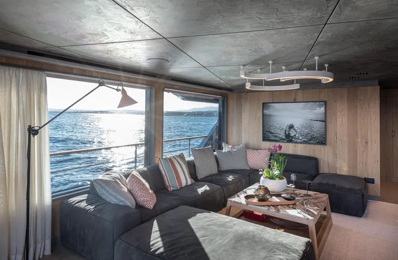 Numarine 30xp Yacht Photos Pics Luxurious interior of 2025 Numarine 30XP yacht with ocean view and modern decor.