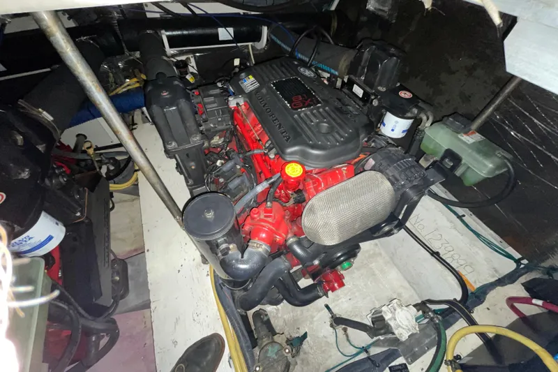  Yacht Photos Pics Engine compartment of 2008 Cruisers Yachts 415 Express Motoryacht, featuring Volvo Penta engine.