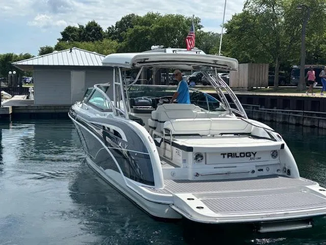  Yacht Photos Pics 2017 Formula 350 CBR boat docked, featuring sleek design and spacious deck.