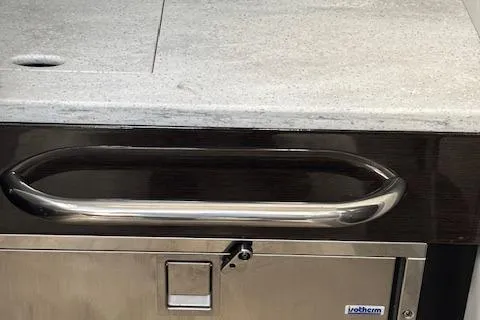  Yacht Photos Pics Stainless steel handle on a 2017 Formula 350 CBR boat interior.