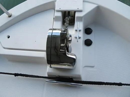 Then Again Yacht Photos Pics Anchor winch on 2018 Ranger Tugs R-31 S boat deck.