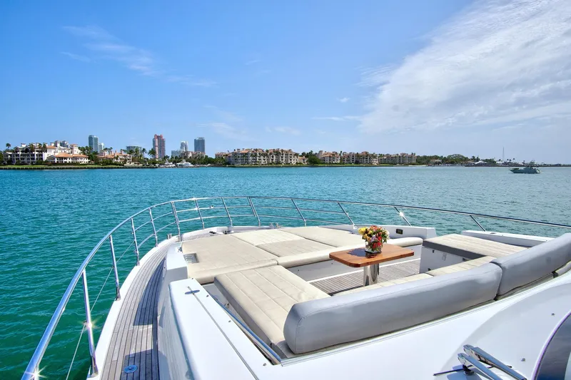 Gratitude Yacht Photos Pics Luxurious 2017 Azimut 72 Flybridge yacht with spacious deck, scenic waterfront view.