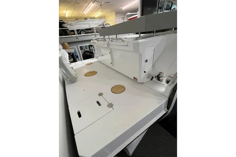  Yacht Photos Pics 2026 Cruisers Yachts 42 Cantius deck area in showroom setting.