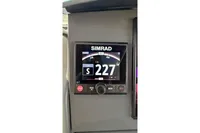 Simrad navigation display in 2024 Nimbus 305 Coupe showing heading 227 degrees.