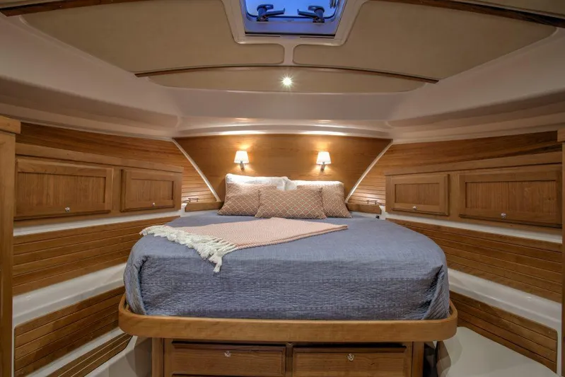 Call For Availability Yacht Photos Pics Luxurious cabin interior of 2027 Back Cove 372 yacht.