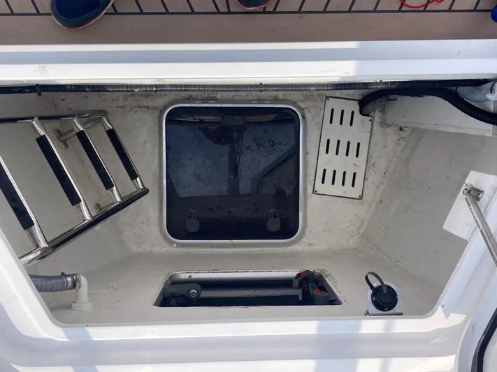  Yacht Photos Pics Hatch and storage area on a 2022 Moody Decksaloon 41 yacht.