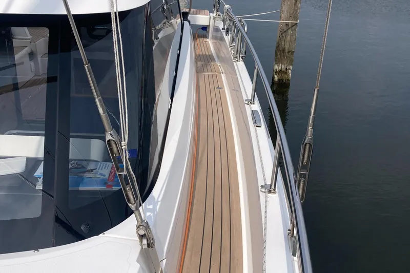  Yacht Photos Pics 2022 Moody Decksaloon 41 yacht with sleek deck and modern design.