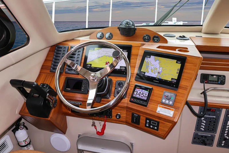  Yacht Photos Pics Helm of Aspen C108 boat, featuring advanced navigation systems and controls, 2026 model.
