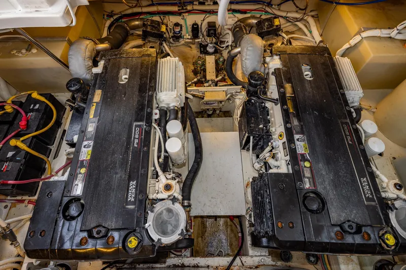  Yacht Photos Pics Engine room of a 2007 Tiara Yachts 4300 Sovran with dual Volvo Penta engines.