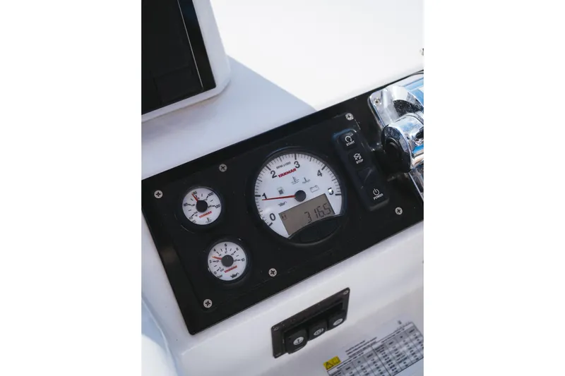 Almissa Yacht Photos Pics Control panel of 2023 Lagoon LAGOON 46 yacht with gauges and switches.
