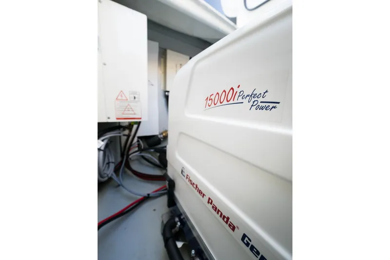 Almissa Yacht Photos Pics Engine room of 2023 Lagoon 46 yacht with Fischer Panda generator.