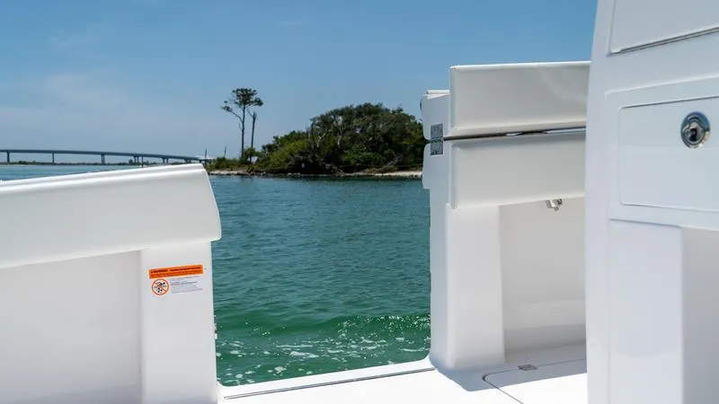  Yacht Photos Pics View from the deck of a 2024 Invincible 40' Catamaran on the water.