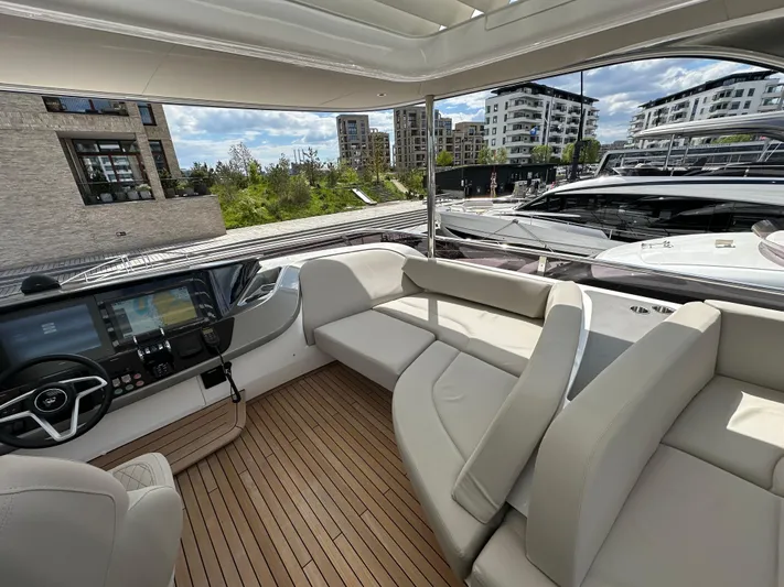  Yacht Photos Pics Luxurious 2022 Princess Y72 yacht interior with modern seating and sleek design.