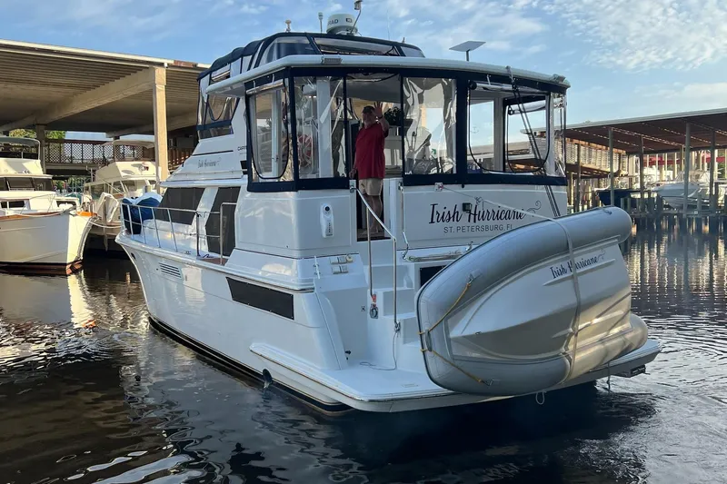 Irish Hurricane Yacht Photos Pics 1998 Carver 445 Aft Cabin Motor Yacht docked, named "Irish Hurricane," St. Petersburg, FL.