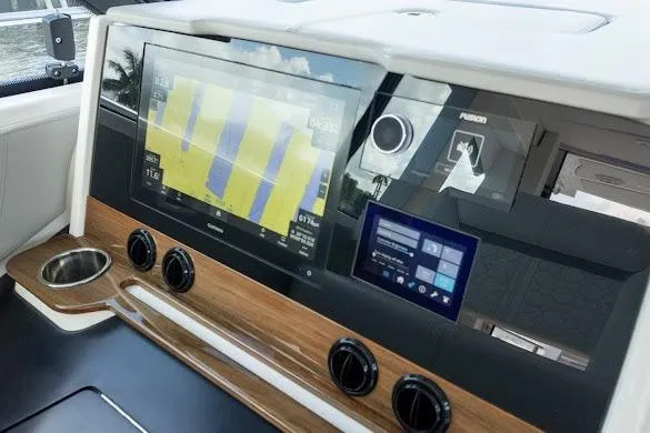  Yacht Photos Pics Dashboard of 2022 Tiara Sport 43 LE boat with navigation and control systems.