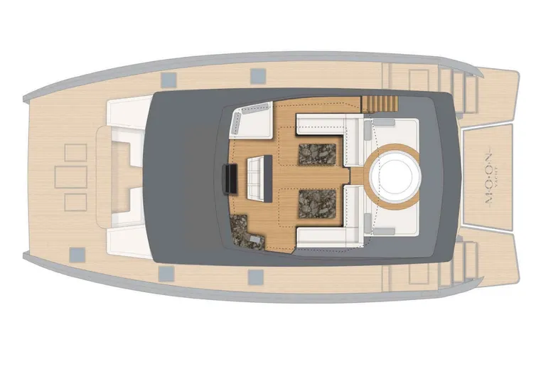 New Moon 60 Power Yacht Photos Pics Top view of 2025 Moon 60 Power yacht interior layout design.