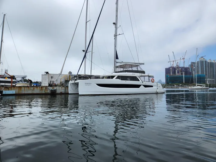  Yacht Photos Pics Modern Heysea Seaview 56 yacht docked in a marina, 2025 model.