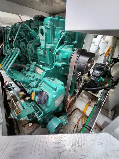  Yacht Photos Pics Engine room of 2025 Heysea Seaview 56 yacht, showcasing complex machinery and components.