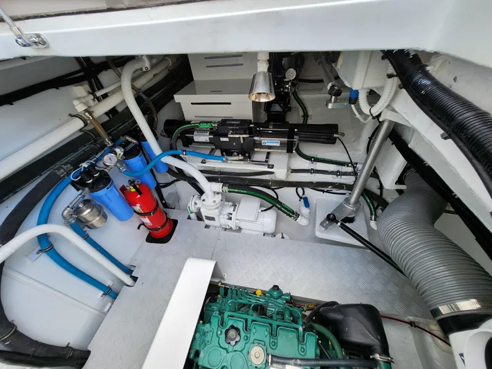  Yacht Photos Pics Engine room of 2025 Heysea Seaview 56 yacht, showcasing mechanical systems and components.