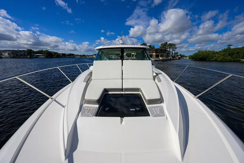 Let It Out Yacht Photos Pics 2022 Tiara Yachts 43 LE on water, showcasing sleek design and luxury features.