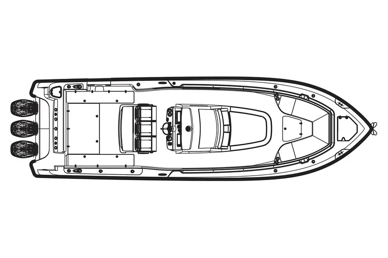  Yacht Photos Pics Manufacturer Provided Image: Top view schematic of a 2017 Boston Whaler 350 Outrage boat.