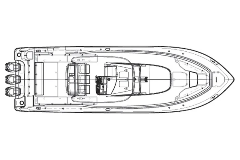  Yacht Photos Pics Manufacturer Provided Image: Top view schematic of a 2017 Boston Whaler 370 Outrage boat.