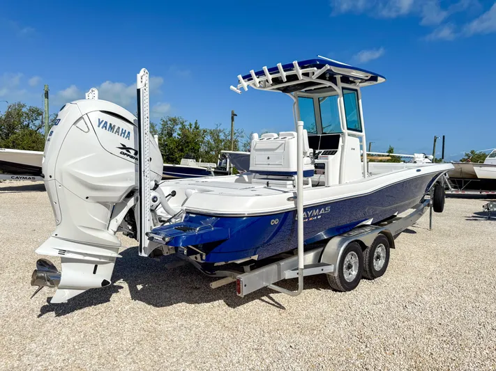 Yacht Photos Pics 2024 Caymas 28 HB boat with Yamaha engine on trailer.