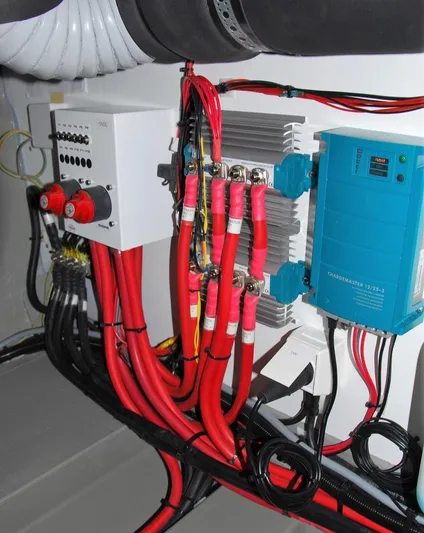 Maramor Yacht Photos Pics Electrical system of 2019 Sargo 33 All Season boat with cables and components.