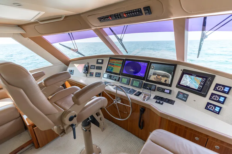 Barefoot Drive Yacht Photos Pics 2008 Viking 64 Enclose Bridge- Helm