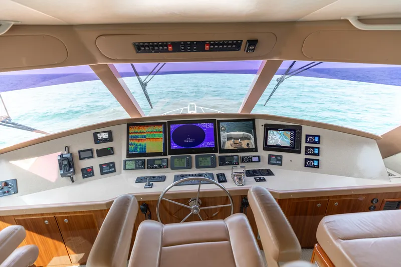 Barefoot Drive Yacht Photos Pics 2008 Viking 64 Enclose Bridge- Helm