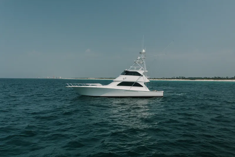 Barefoot Drive Yacht Photos Pics 2008 Viking 64 Enclose Bridge- Port Profile