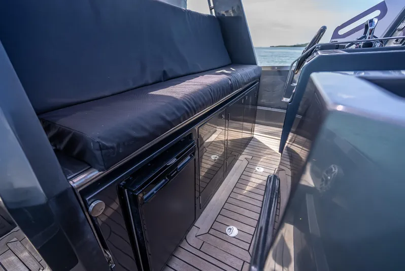  Yacht Photos Pics Interior of 2012 Wally 43 yacht with sleek seating and modern design.