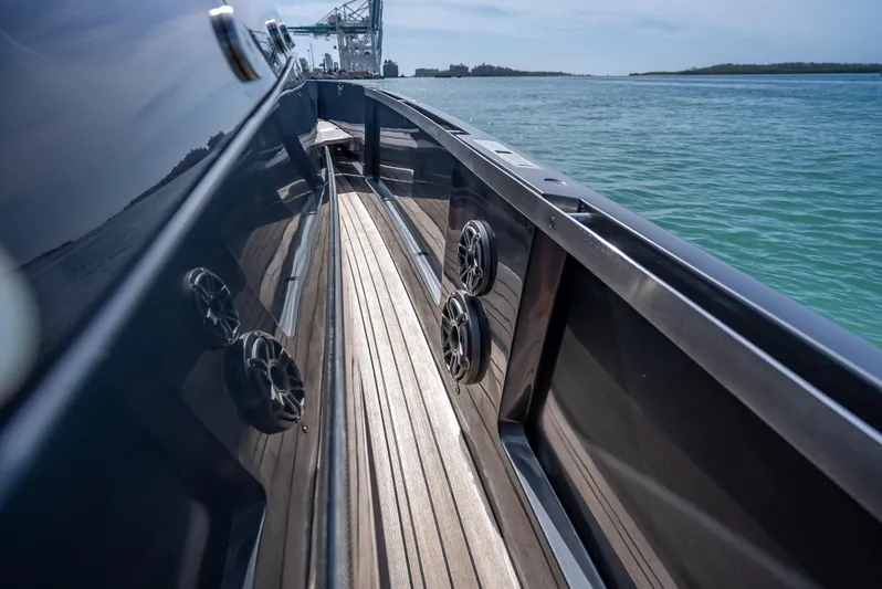  Yacht Photos Pics Sleek Wally 43 yacht deck with ocean view, 2012 model.