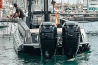 2008 FB Design Fabio Buzzi FB 38/19 S boat docked in marina with twin engines.
