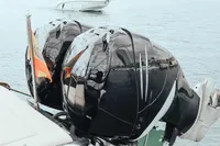 Twin outboard motors on a 2008 FB Design Fabio Buzzi FB 38/19 S boat.