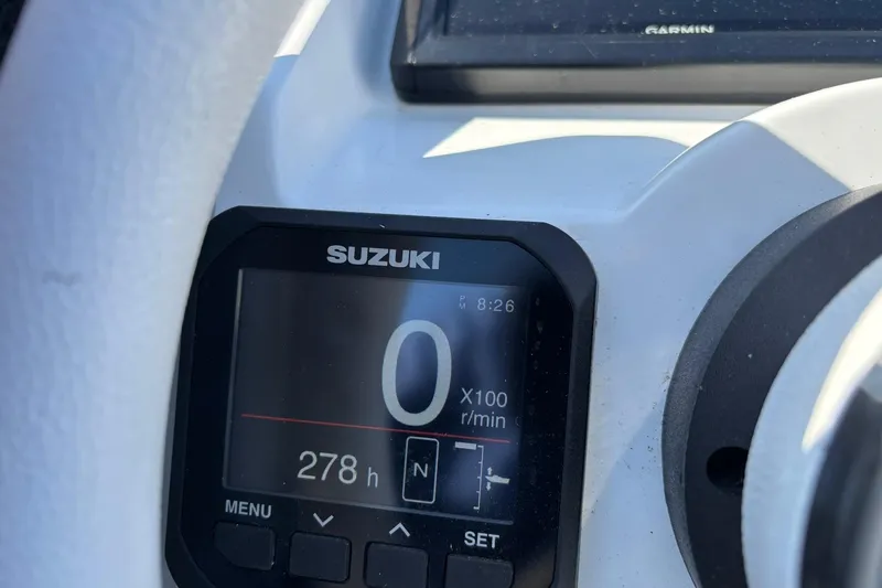 Dolce Far Niente Yacht Photos Pics Suzuki digital display on 2012 Maritimo C53 Sports Cabriolet dashboard, showing engine RPM.
