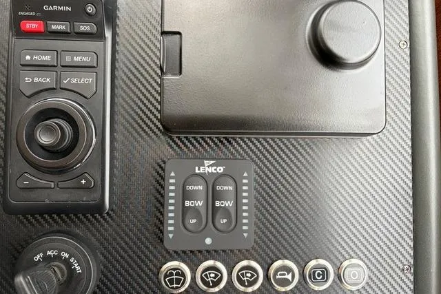 Dolce Far Niente Yacht Photos Pics Control panel of 2012 Maritimo C53 Sports Cabriolet with Garmin and Lenco systems.