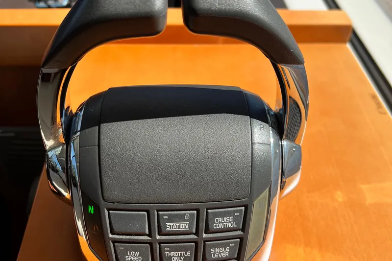 Billy Yacht Photos Pics Control panel of a 2014 Beneteau Swift Trawler 50, featuring various navigation buttons.