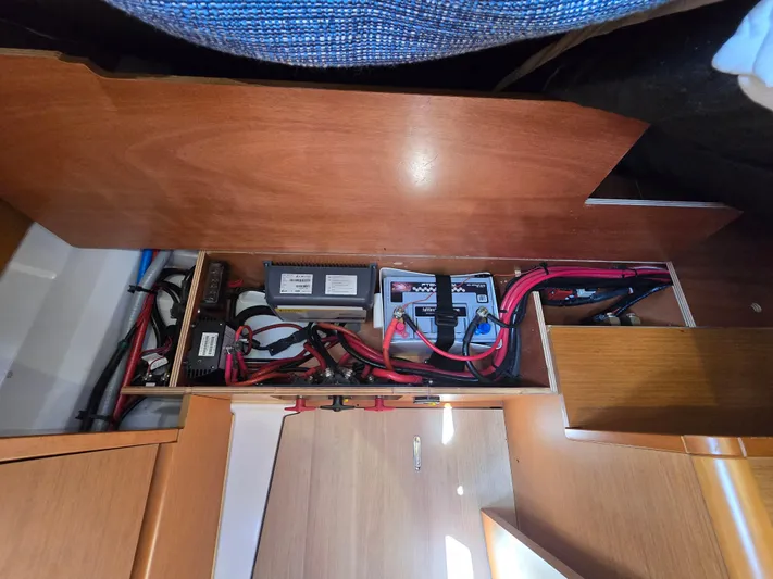  Yacht Photos Pics Electrical system inside a 2017 Jeanneau Sun Odyssey 389 sailboat.