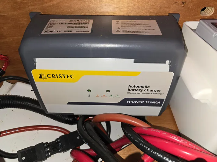  Yacht Photos Pics Cristec automatic battery charger, YPower 12V/40A, installed on Jeanneau Sun Odyssey 389, 2017.