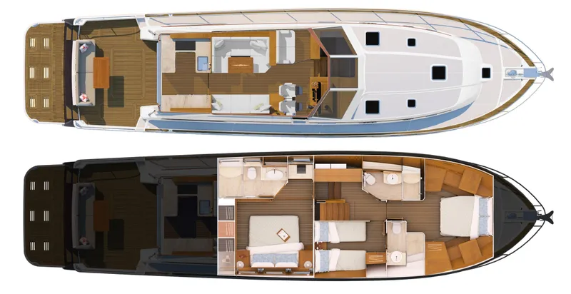 Beach To Beach Yacht Photos Pics Hard to believe 3 stateroom and 3 full head layout on a 58' vessel