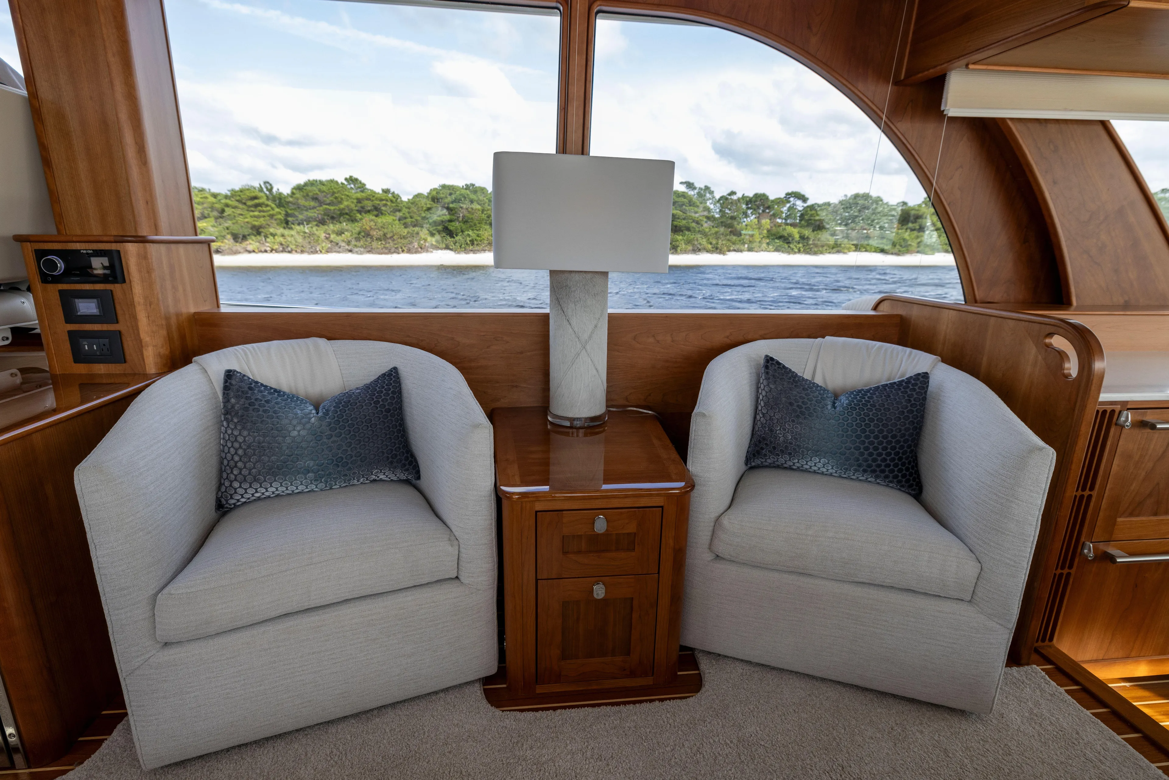 Beach To Beach Yacht Photos Pics Comfortable seating port side of pilothouse