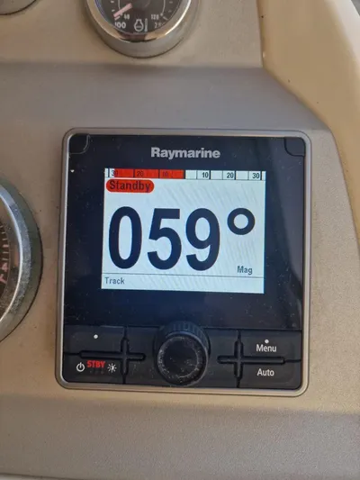  Yacht Photos Pics Raymarine navigation display showing 059° on Jeanneau Prestige 38 S, 2008 model.