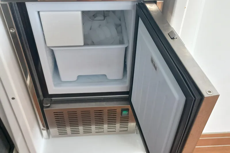 Amea Yacht Photos Pics Open freezer with ice maker on Lagoon 52 F, 2014 model yacht.