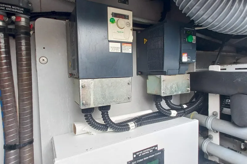 Amea Yacht Photos Pics Electrical components inside a 2014 Lagoon 52 F yacht engine room.