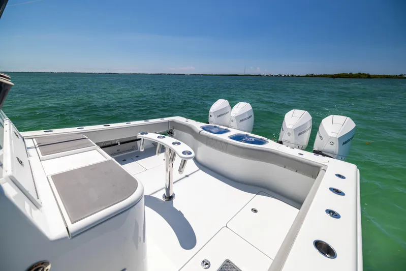  Yacht Photos Pics 2021 Freeman 42 LR boat with four engines on open water.